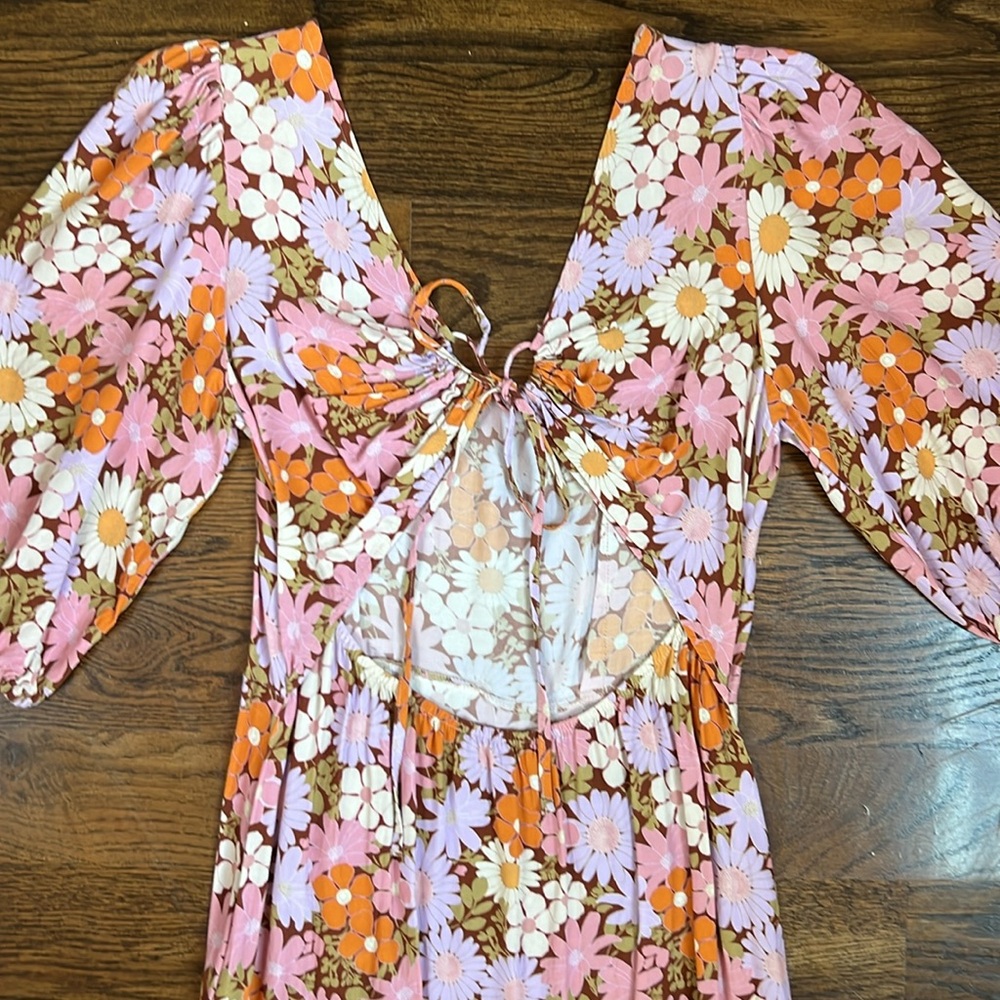 Stradivarius Floral Midi Dress Size Medium - Picture 5 of 6